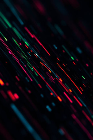 abstract background of red, blue and green lines on a black background