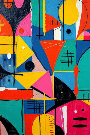 Abstract colorful painting on canvas. Modern contemporary art. Contemporary art.
