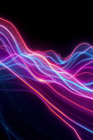 Abstract glowing lines on a dark background. Futuristic technology style. Elegant background for...