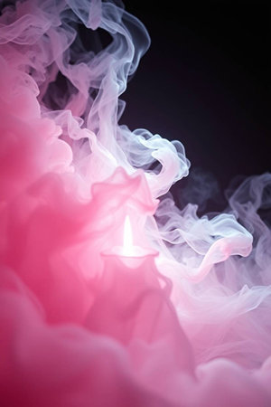 abstract pink and blue smoke on a black background close-up