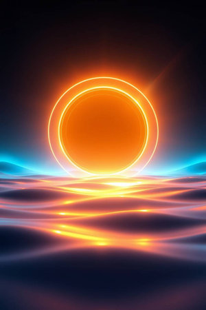 abstract background with neon lights and waves, 3d render illustration