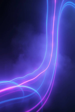 abstract background with glowing lines in the dark, digitally generated image