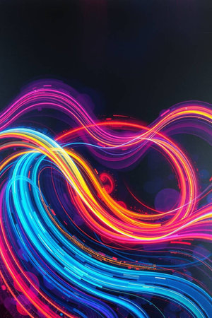 abstract background with magic light effect, neon lines and bokeh