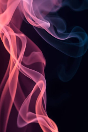 abstract background smoke curves and wave in black background, abstract backgroundの写真素材