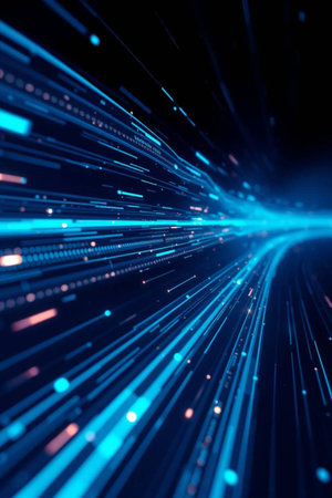 abstract blue background with glowing particles and lines. 3d renderingの写真素材