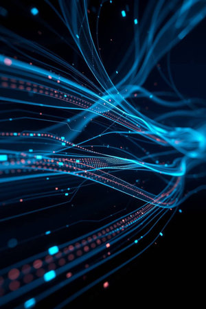 3d illustration of abstract technology background with glowing particles. Network conceptの写真素材