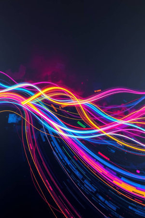abstract colorful background with long exposure of light and speed motion lines
