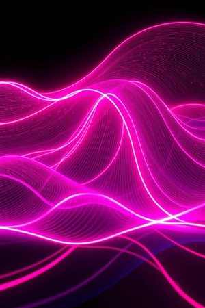 abstract wavy background with glowing lines, 3d render illustration