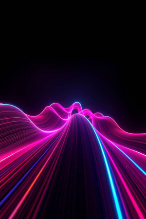 abstract 3d illustration of speed motion with blue and pink lights