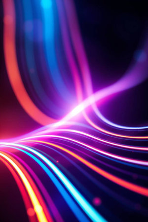 abstract colorful background with blurred light curved lines, futuristic technology concept