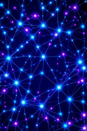 abstract background with connected lines and dots in blue and purple colors