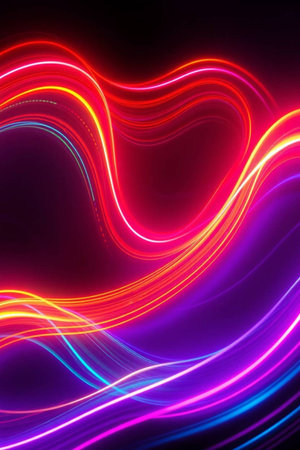 abstract background with glowing lines and bokeh effect, 3d render