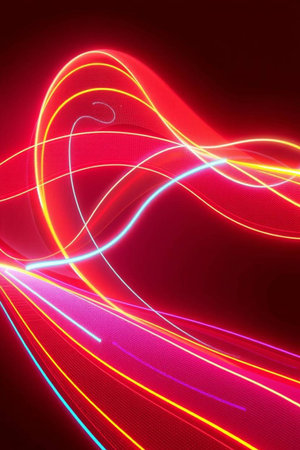 abstract background with a glowing abstract waves, lines and bokeh