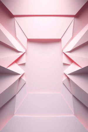 3d render of abstract geometrical background with pink triangular shapesの写真素材