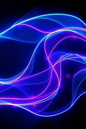 abstract background with a glowing abstract waves, lines and bokeh