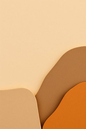 abstract background with paper cut shapes in beige and brown colorsの写真素材