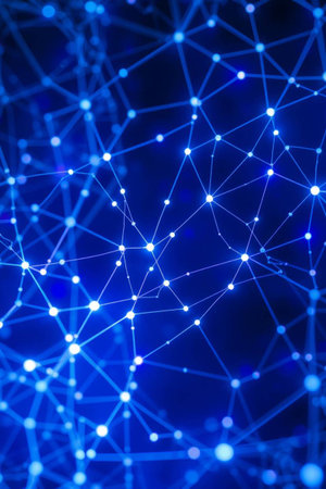 Abstract blue background with dots and lines. Network connection structure. 3d renderingの写真素材