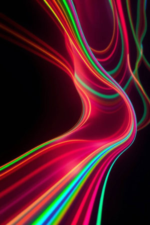 abstract multicolored lines on a black background, fractal