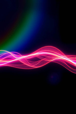 abstract background with a glowing abstract waves, lines and bokeh