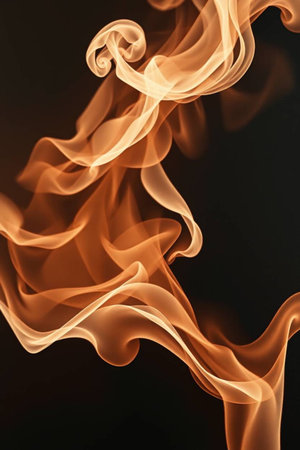 Abstract orange smoke on black background with copy space for your text.