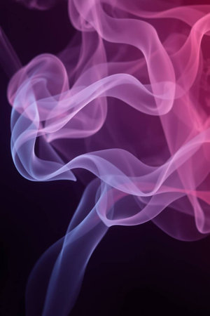 abstract background smoke curves and wave in black and purple color toneの写真素材