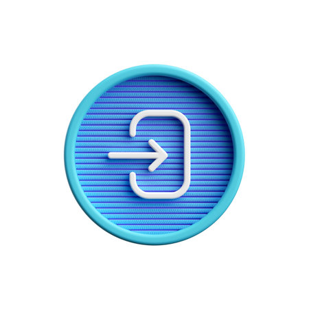 Blue Button with Arrow on a white background. 3d renderingの写真素材