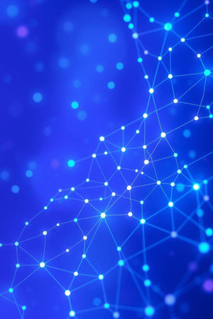 Abstract blue background with connected dots and lines. Connection structure. 3d rendering