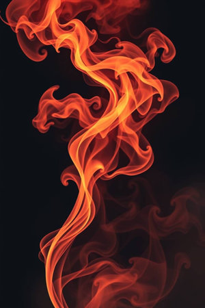 Red fire flames on black background. Abstract background. Texture. Design element.