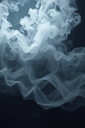 White smoke on a black background. Abstract background. Close-up.