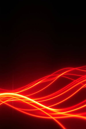 abstract red waves on black background with copy space for your textの写真素材