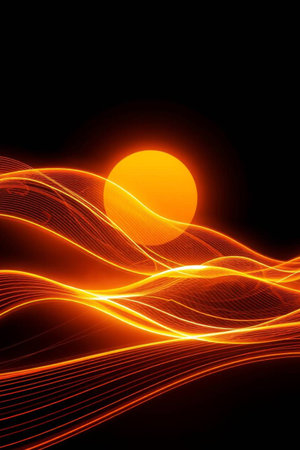 Abstract background with orange lines and sun. Vector illustration. Eps 10の写真素材