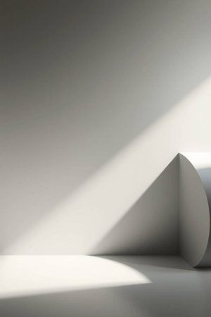 Abstract white interior background with shadow on the wall. 3d renderの写真素材