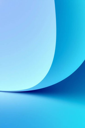 Abstract blue background with a curved corner. 3d render illustration.