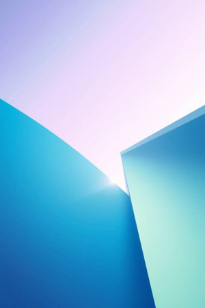Abstract blue and pink background with a curved corner in the middle.の写真素材