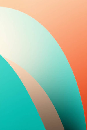 abstract background with curved lines in orange and turquoise colorsの写真素材