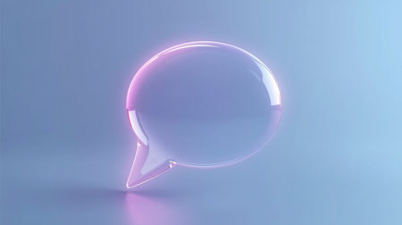 Glowing transparent speech bubble on a blue background. 3d renderingの素材