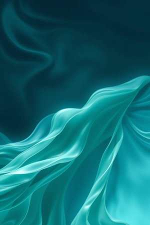 Abstract background of blue wavy silk or satin. 3d rendering image.の素材
