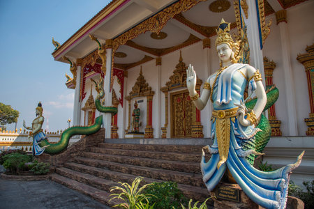 Wat Phra In Plaeng Temple is the most famous landmark in Nakhon Phanom, Thailandの写真素材