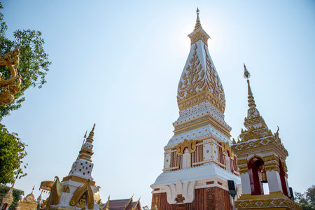 Wat Phra That Phanom Temple is the most famous landmark in Nakhon Phanom, Thailandの写真素材