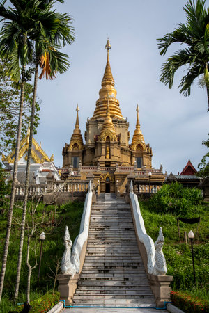 Wat Phuttha Thiwat Temple is the most famous landmark in Betong, Yala, Thailandの写真素材