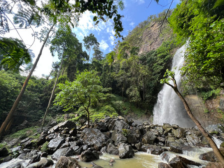 Chaloem Phra Kiat Ro Kao Waterfall is the most famous landmark in Betong, Yala, Thailand