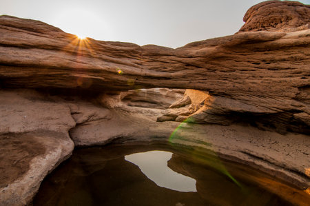 Unseen Thailand stone canyon at Sam Phan Bok in MeKong river, Ubon Ratchathani, Thailandの写真素材