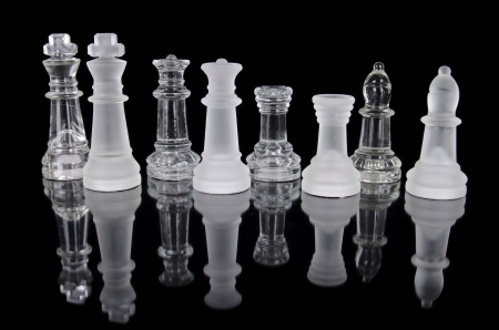 Chess pieces isolated on black background  Beautiful reflection compositionの写真素材