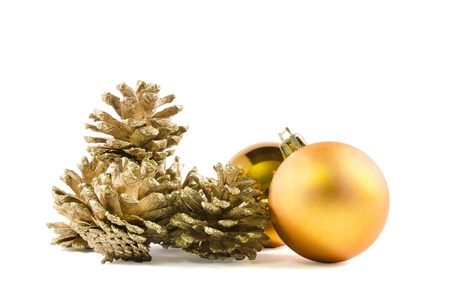 Christmas and New year decoration  Golden color compositionの写真素材