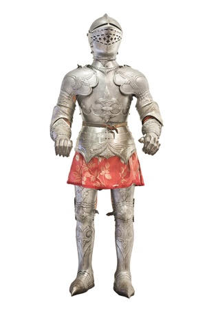 Medieval knight armour over white isolated backgroundの写真素材