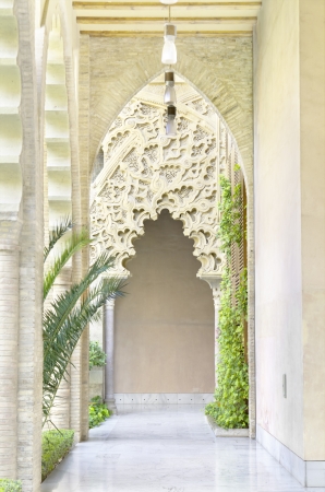 Arabic arches at Aljaferia Palace in Zaragoza, Spainのeditorial素材