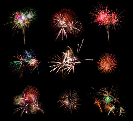 Beautiful firework set on black background. Very large resolution picture.の写真素材