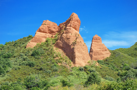 Red Peaks in Las Medulas, ancient roman mines in Leon, Spain.の写真素材