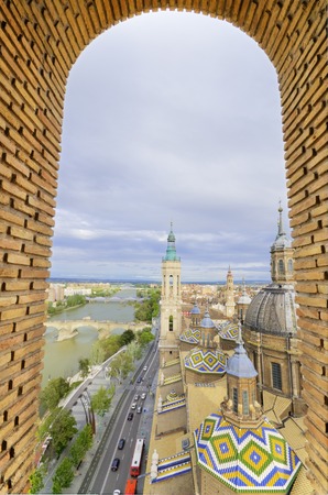 Zaragoza cityscape aerial viewの写真素材