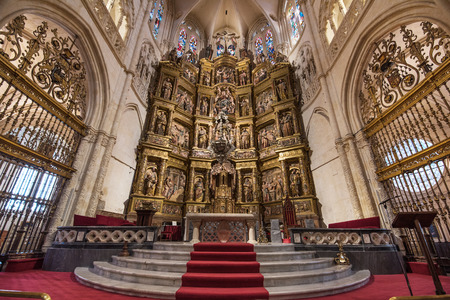 BURGOS, SPAIN - SEPTEMBER 4: Interior of Famous Landmark gothic cathedral on a sunny day on September 4, 2016 in Burgos, Spain.のeditorial素材